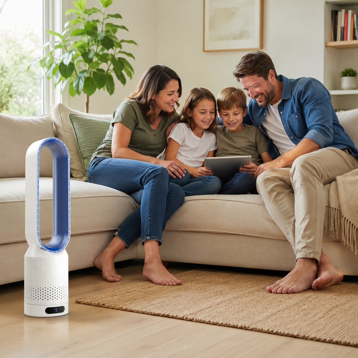 Enfriador de aire 3 en 1 con purificador, oscilación y panel LED táctil AirPure