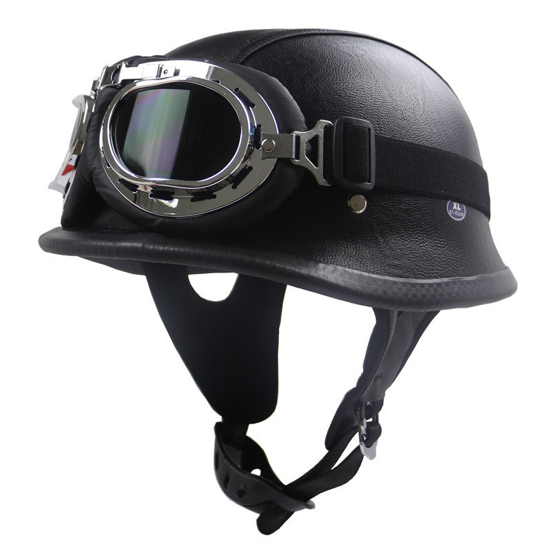 Casco de motocicleta de estilo vintage con gafas integradas