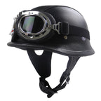 Casco de motocicleta de estilo vintage con gafas integradas