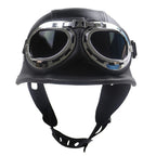 Casco de motocicleta de estilo vintage con gafas integradas