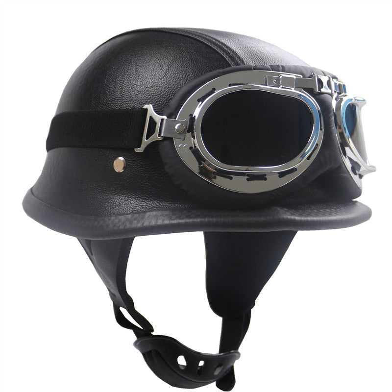 Casco de motocicleta de estilo vintage con gafas integradas