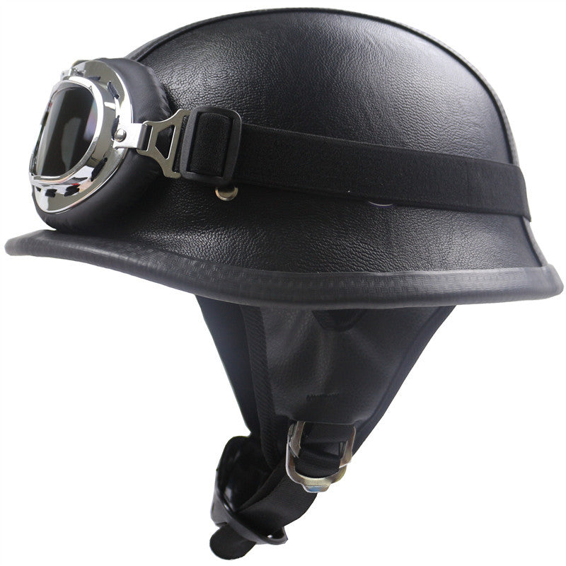 Casco de motocicleta de estilo vintage con gafas integradas