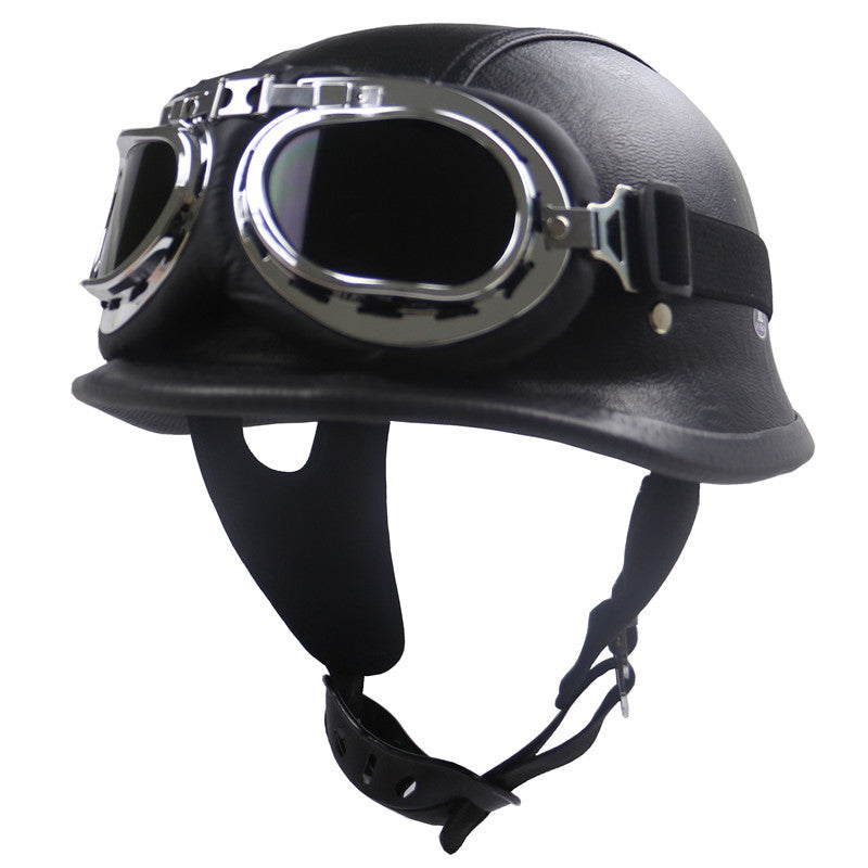 Casco de motocicleta de estilo vintage con gafas integradas