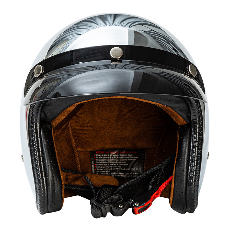 Casco de motocicleta retro cromado