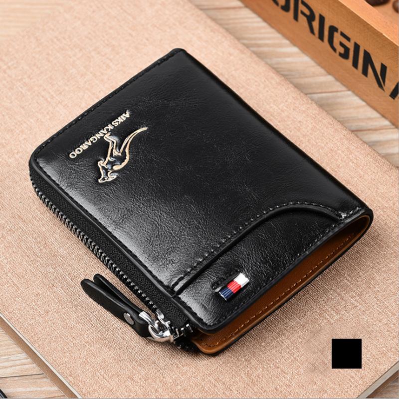 Cartera OakGuard para hombre con cremallera, piel auténtica y protección RFID