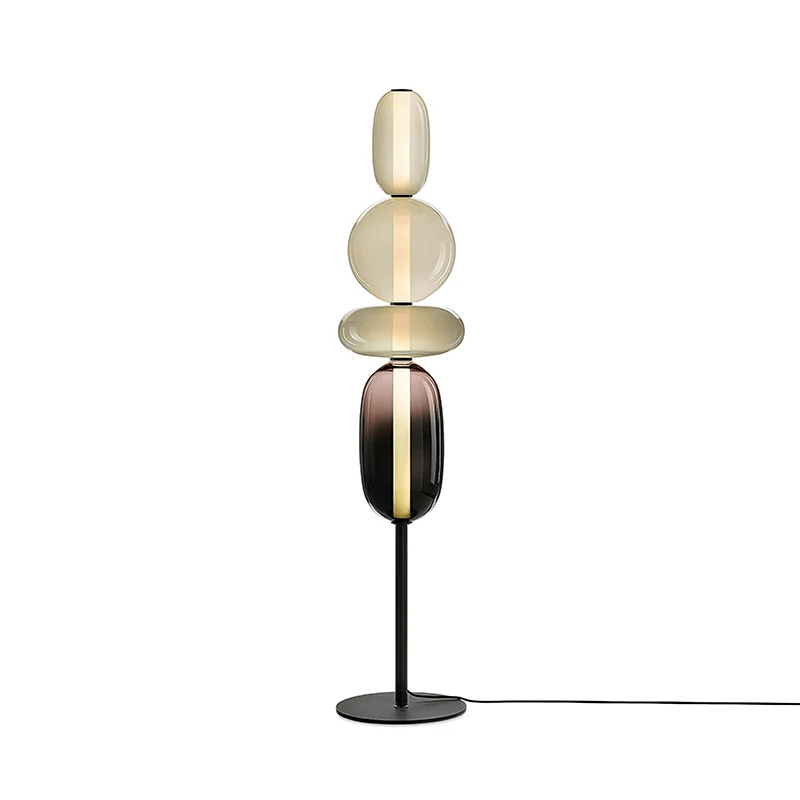 Lámpara de pie de vidrio soplado a mano con racimos de vidrio artísticos – Icono de estilo decorativo con LED integrado – Disponible en dos alturas