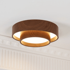 Lámpara de techo LED con aspecto moderno de nogal Japandi woonkamer slaapkamer ronde plafondlamp moderne verlichting houtnerf look