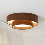 Lámpara de techo LED con aspecto moderno de nogal Japandi woonkamer slaapkamer ronde plafondlamp moderne verlichting houtnerf look