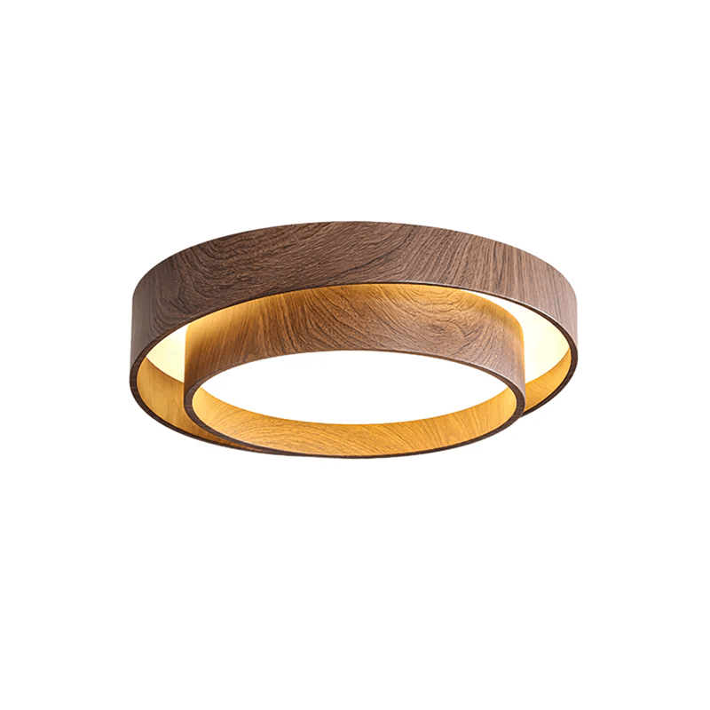 Lámpara de techo LED con aspecto moderno de nogal Japandi woonkamer slaapkamer ronde plafondlamp moderne verlichting houtnerf look