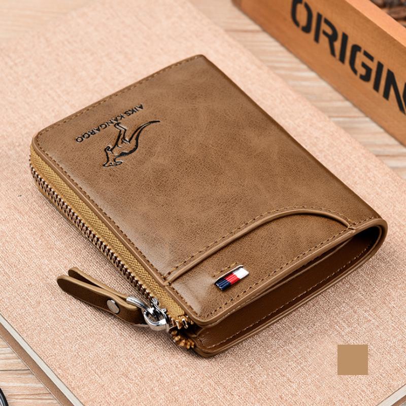 Cartera OakGuard para hombre con cremallera, piel auténtica y protección RFID