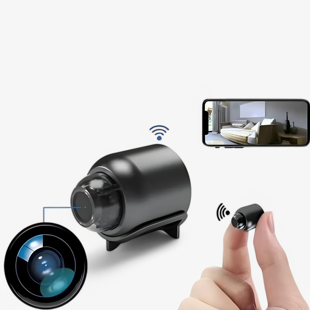 Minicámara de vigilancia Uniko HD – Inalámbrica 1080P con visión nocturna y detección de movimiento