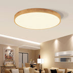 Lámpara de techo LED empotrable redonda ultradelgada de madera maciza nórdica de 1 luz