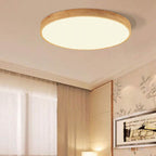 Lámpara de techo LED empotrable redonda ultradelgada de madera maciza nórdica de 1 luz