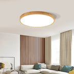 Lámpara de techo LED empotrable redonda ultradelgada de madera maciza nórdica de 1 luz