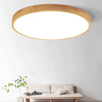 Lámpara de techo LED empotrable redonda ultradelgada de madera maciza nórdica de 1 luz