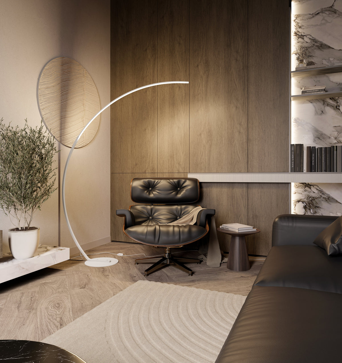 Lámpara de pie LED moderna con arco | Diseño minimalista con controles inteligentes