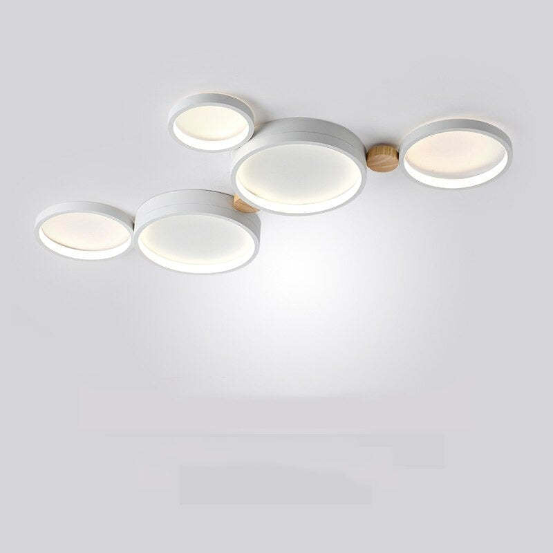 Lámpara de techo LED moderna | Diseño de triple anillo de metal gris