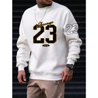 Sudadera cálida para hombre – Cuello redondo relajado, felpa, estilo casual