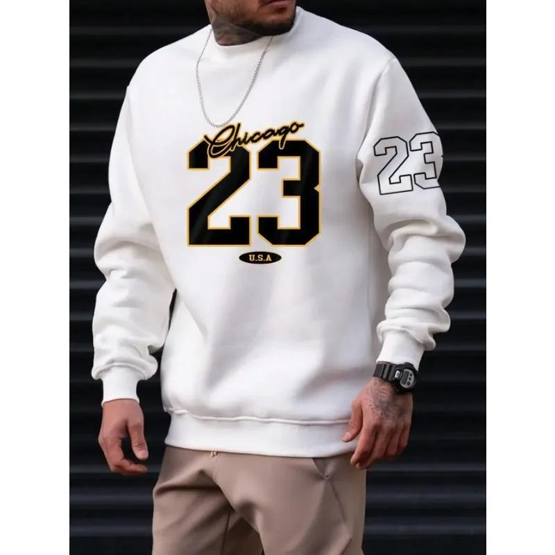 Sudadera cálida para hombre – Cuello redondo relajado, felpa, estilo casual
