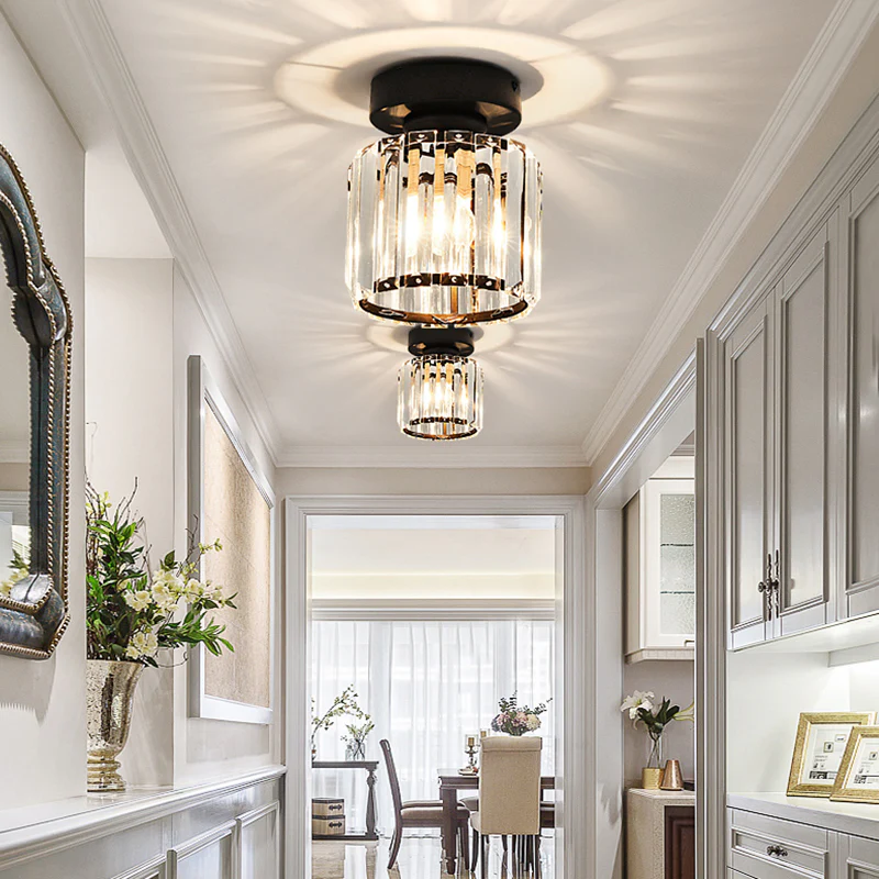 Lámpara de techo Kristal Zwart Zilver Goud E27 Opbouw Modern Hal Woonkamer