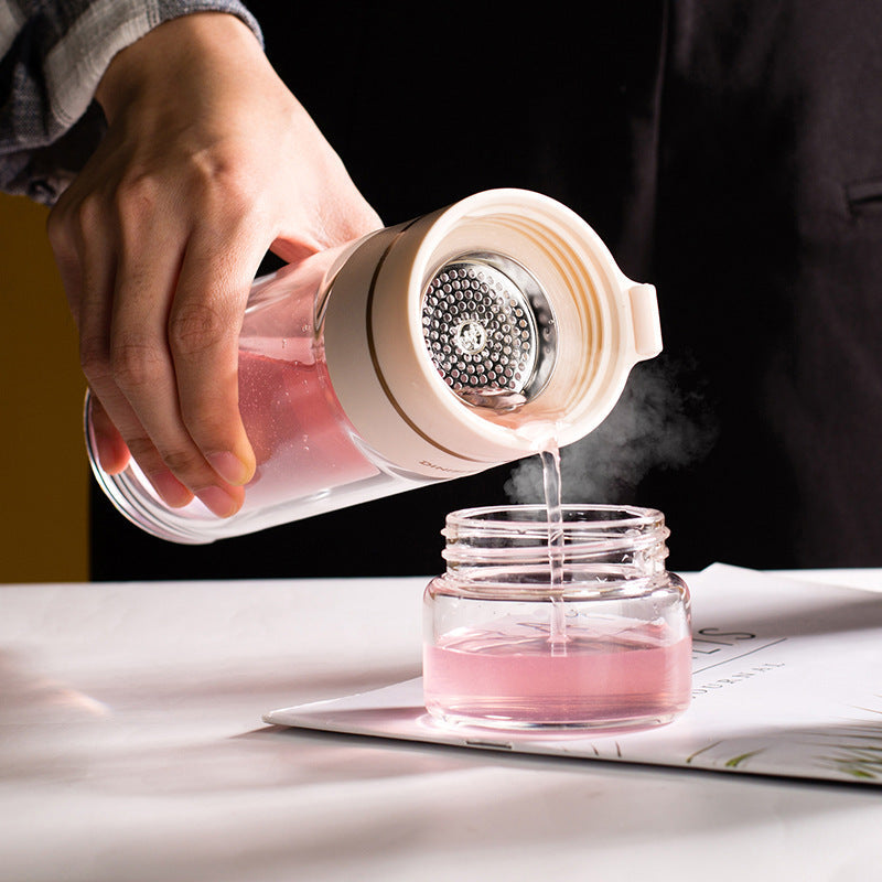 Botella de agua de doble pared con infusor de té integrado: botella reutilizable con aislamiento térmico para bebidas frías y calientes en casa, el