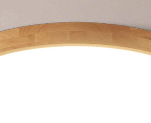 Lámpara de techo LED empotrable redonda ultradelgada de madera maciza nórdica de 1 luz