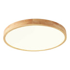 Lámpara de techo LED empotrable redonda ultradelgada de madera maciza nórdica de 1 luz