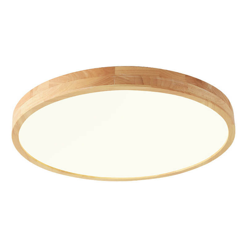 Lámpara de techo LED empotrable redonda ultradelgada de madera maciza nórdica de 1 luz