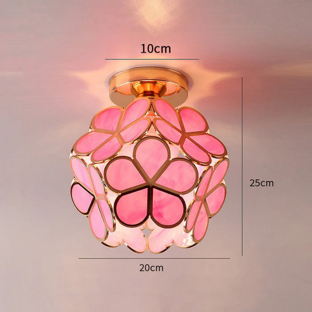 Lámpara de techo de lujo con forma de flor de cristal