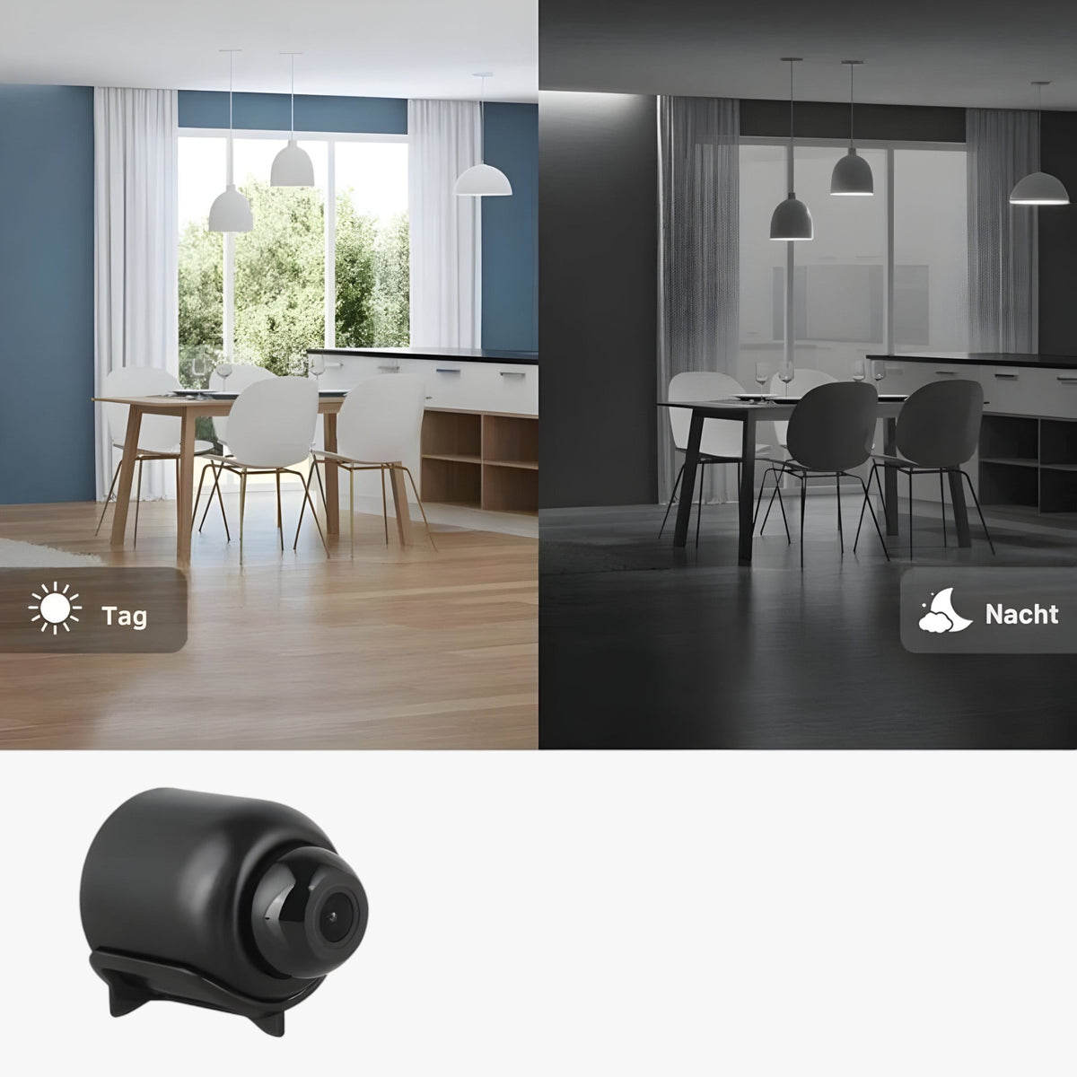 Minicámara de vigilancia Uniko HD – Inalámbrica 1080P con visión nocturna y detección de movimiento