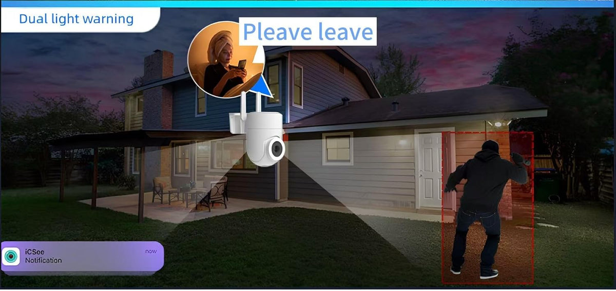 Cámara de seguridad inteligente 2K con giro de 355° y visión nocturna.