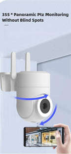 Cámara de seguridad inteligente 2K con giro de 355° y visión nocturna.