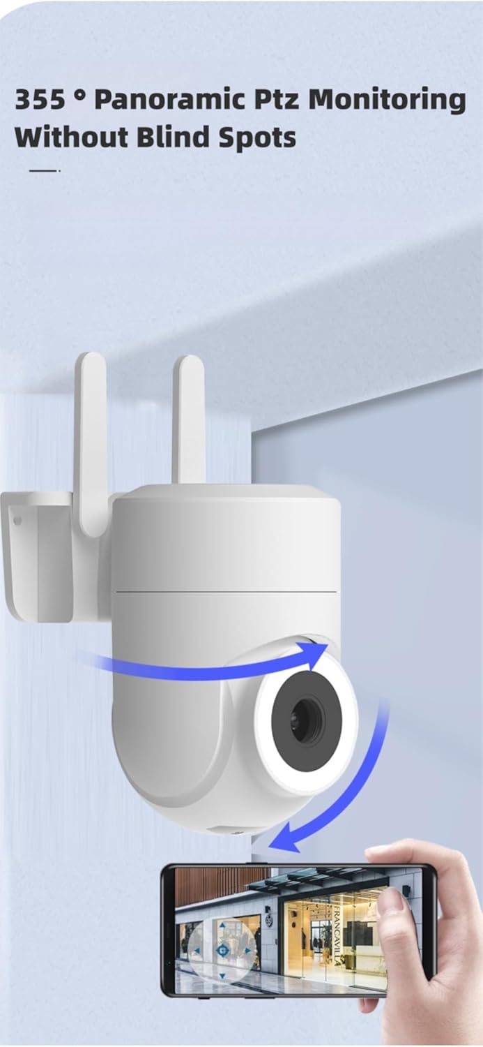 Cámara de seguridad inteligente 2K con giro de 355° y visión nocturna.