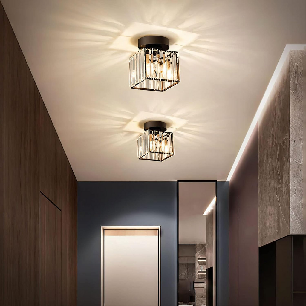 Lámpara de techo Kristal Zwart Zilver Goud E27 Opbouw Modern Hal Woonkamer