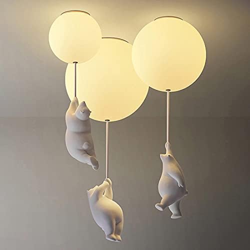 Lámpara de techo divertida con osos y luces de globos para la habitación de los niños