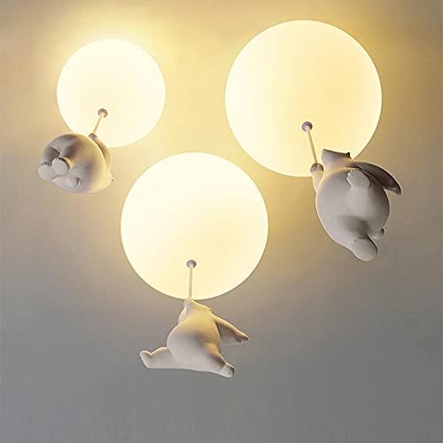 Lámpara de techo divertida con osos y luces de globos para la habitación de los niños