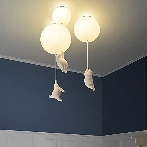 Lámpara de techo divertida con osos y luces de globos para la habitación de los niños