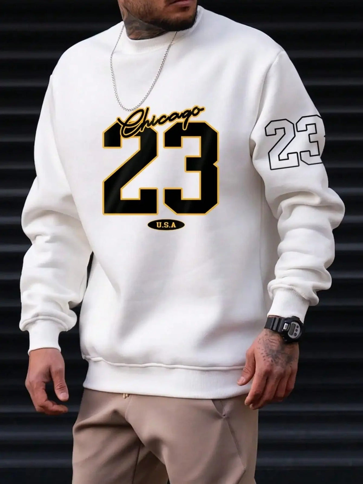 Sudadera cálida para hombre – Cuello redondo relajado, felpa, estilo casual