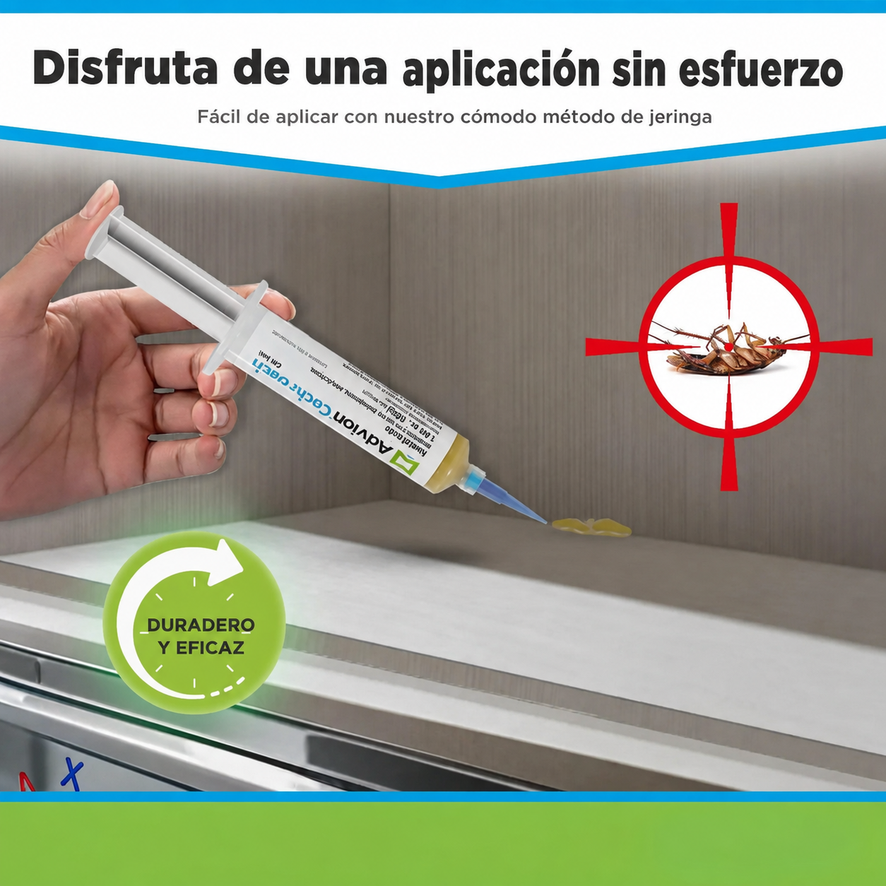 Gel en jeringa contra cucarachas para uso en interiores