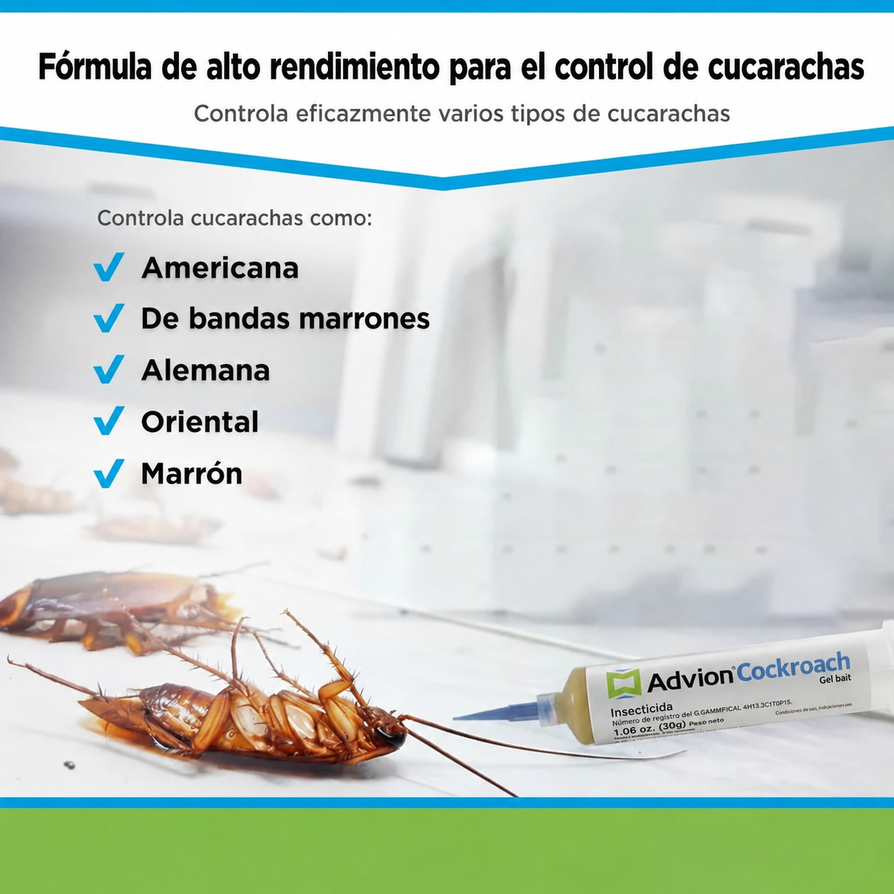 Gel en jeringa contra cucarachas para uso en interiores