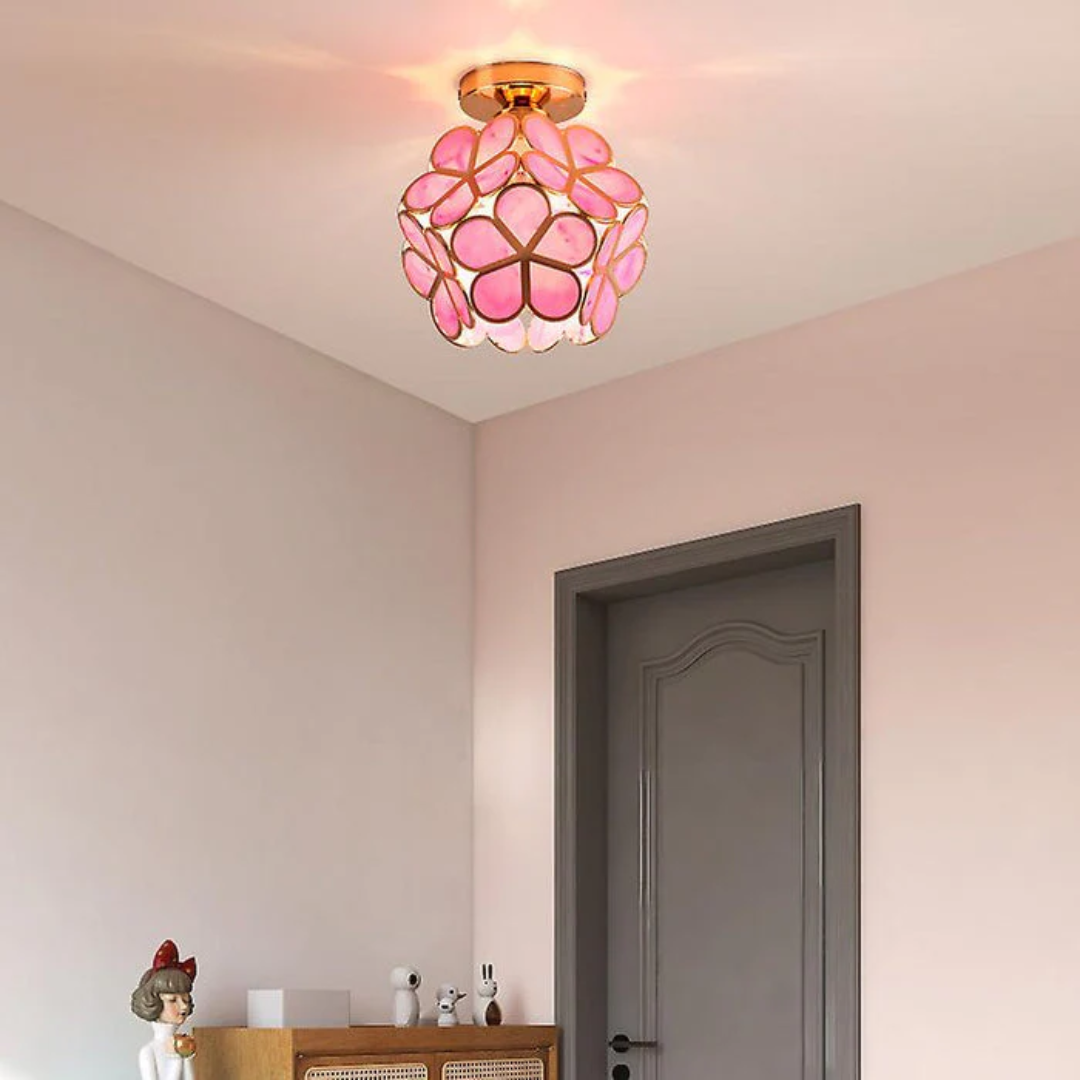 Lámpara de techo de lujo con forma de flor de cristal