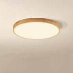 Lámpara de techo LED empotrable redonda ultradelgada de madera maciza nórdica de 1 luz