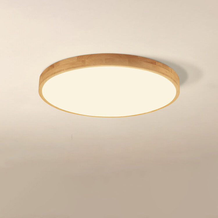 Lámpara de techo LED empotrable redonda ultradelgada de madera maciza nórdica de 1 luz