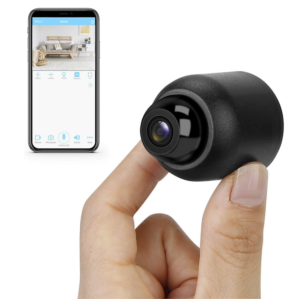 Cámara de seguridad para interiores para el hogar, mini cámara WiFi HD con visión nocturna, cámara para niñeras y cámara para mascotas.