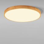 Lámpara de techo LED empotrable redonda ultradelgada de madera maciza nórdica de 1 luz