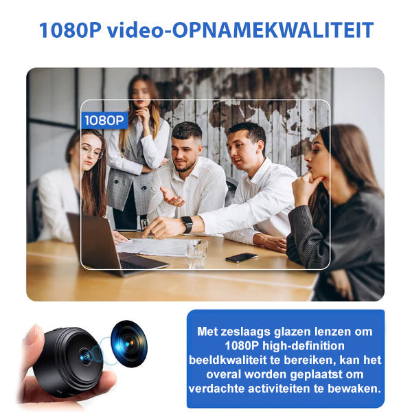 Cámara de vigilancia compacta Full HD 1080p WiFi Nachtzicht met Bewegingsdetectie para Thuisbewaking y Kinderopvang