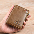 Cartera OakGuard para hombre con cremallera, piel auténtica y protección RFID