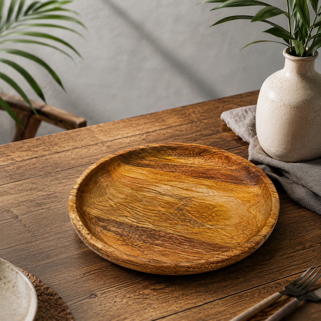 Detalle del grano de la madera de acacia