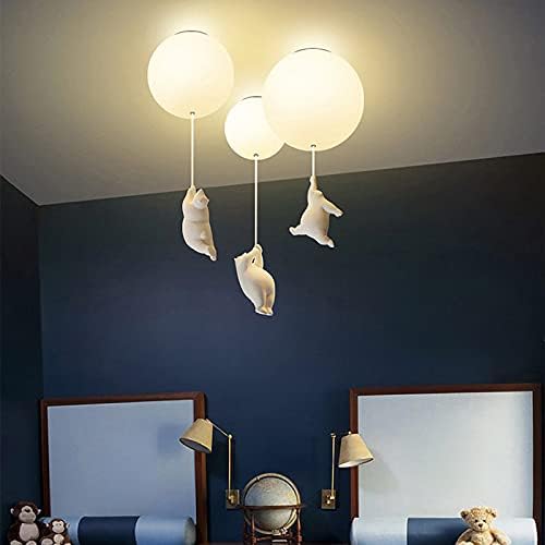 Lámpara de techo divertida con osos y luces de globos para la habitación de los niños