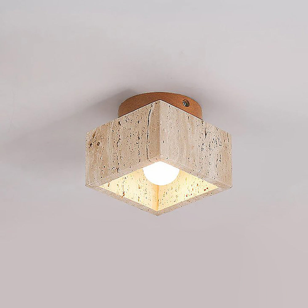 Lámpara de techo Cilestic Travertin Hout E27/E26 Beige Hal Slaapkamer Woonkamer Scandinavisch Diseño moderno Natuurlijke Plafondverlichting